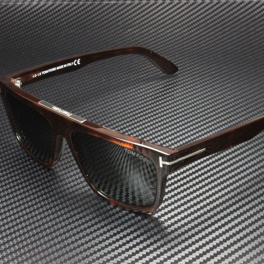 Mens Tom Ford Shiny Dark 57mm Sunglasses